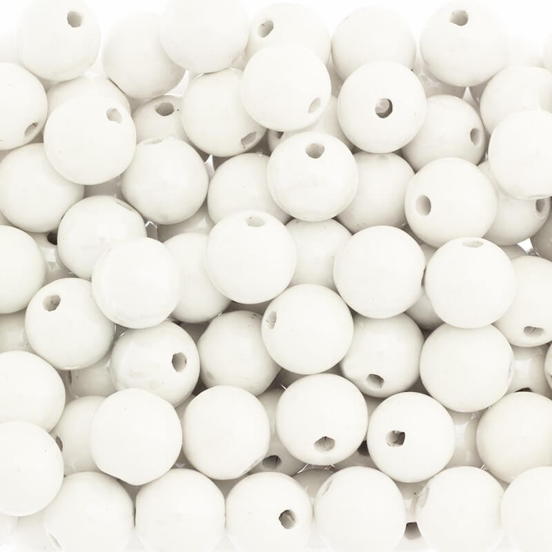 Beads for jewelry ceramic balls 18mm light cream 1pc CKU18K05L