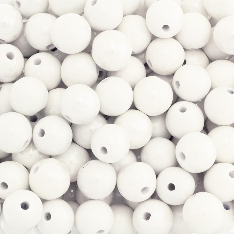 Beads for jewelry ceramic balls 18mm white 1pc CKU18K08L