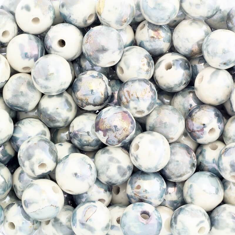 Beads for jewelry ceramic balls 18mm gray melange 1pc CKU18MIXL