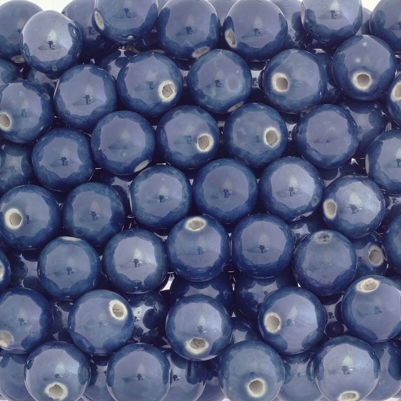 Beads for jewelery ceramic balls 18mm navy blue 1pc CKU18N04L
