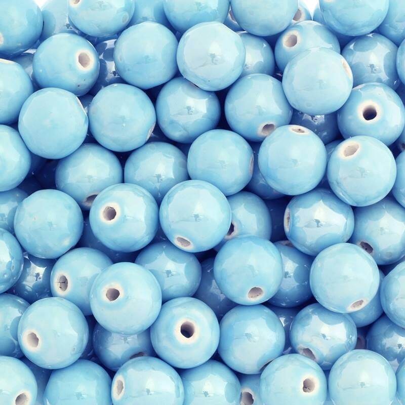 Beads for jewelry ceramic balls 18mm light blue 1pc CKU18N17L