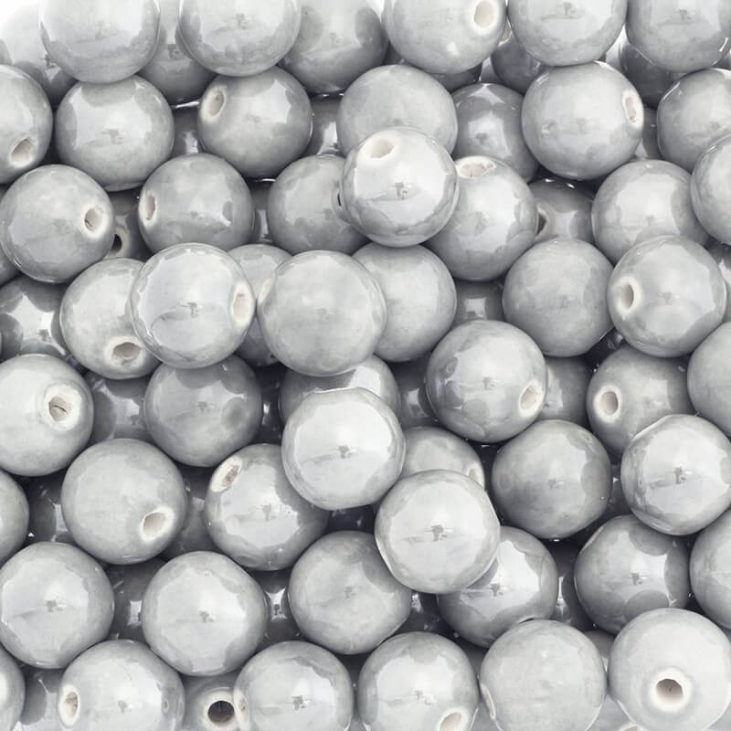 Beads for jewelry ceramic balls 18mm medium gray 1pc CKU18S01L