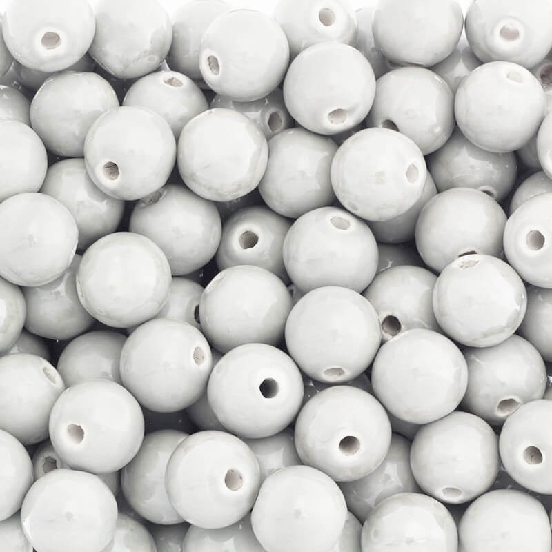 Beads for jewelry ceramic balls 18mm light gray 1pc CKU18S09L