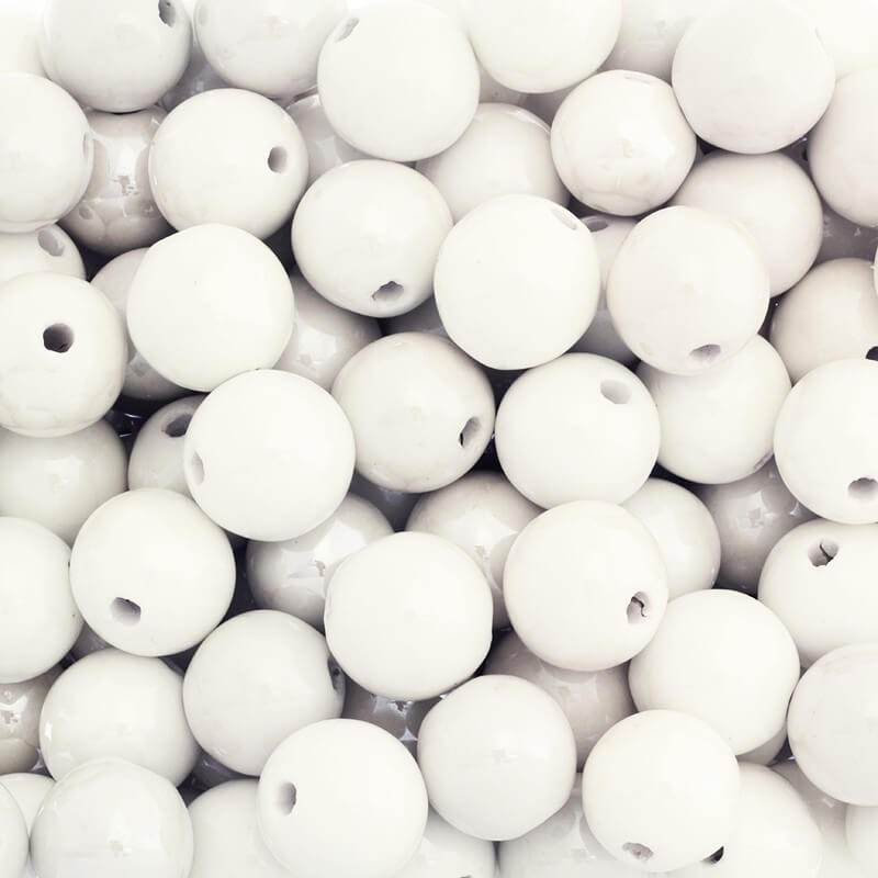 Beads for jewelry ceramic balls 20mm white 1pc CKU20K08L