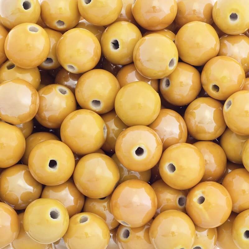 Beads for jewelry ceramic balls 20mm honey 1pc CKU20K09L