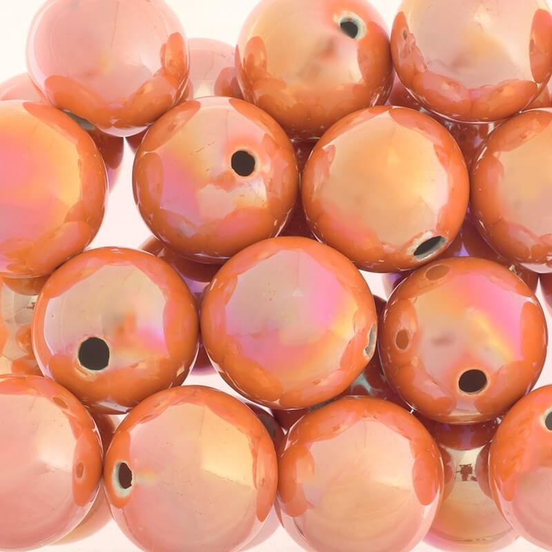 Porcelain ball for jewelry hollow orange AB 35mm 1pc CKU35C09L