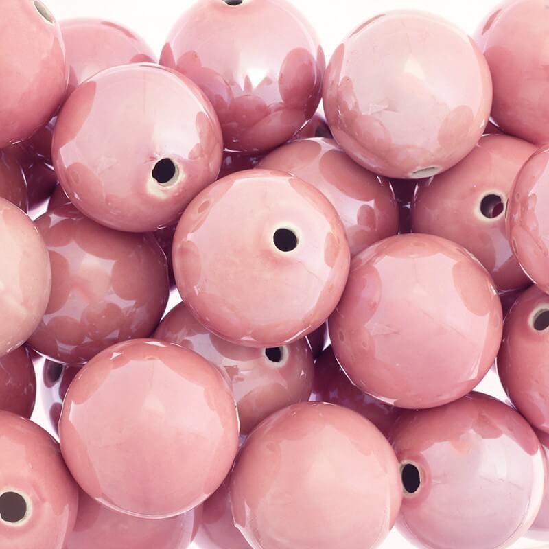 Porcelain ball for jewelry empty pastel pink 35mm 1pc CKU35R08L
