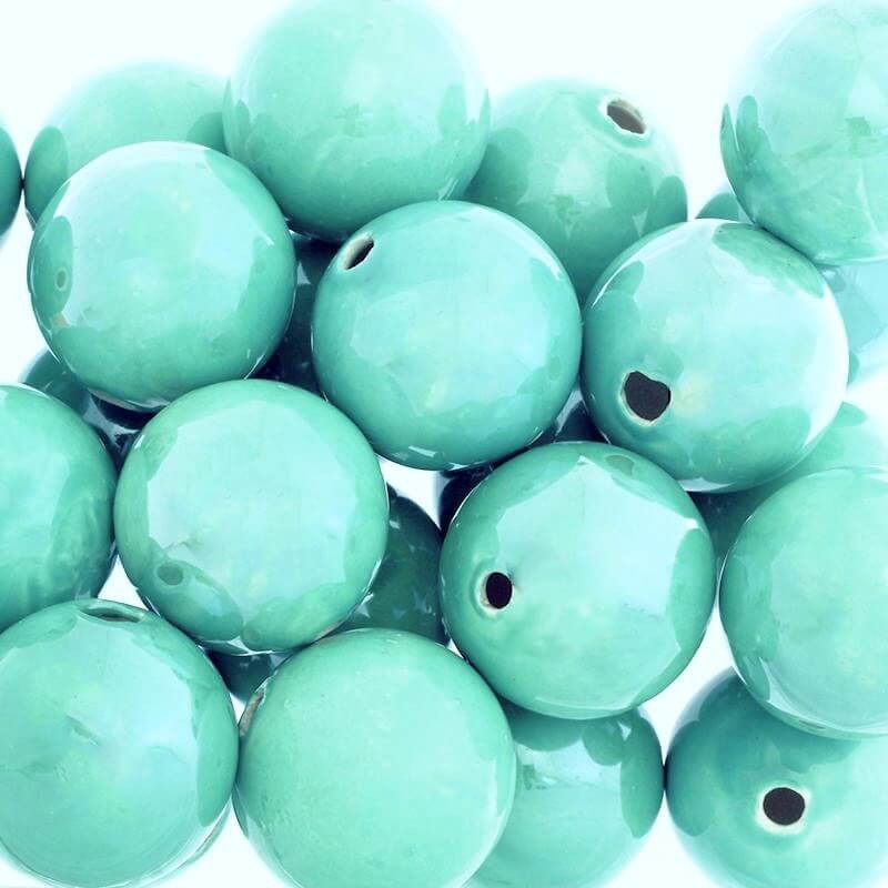 Porcelain ball for jewelry hollow turquoise 35mm 1pc CKU35Z11L