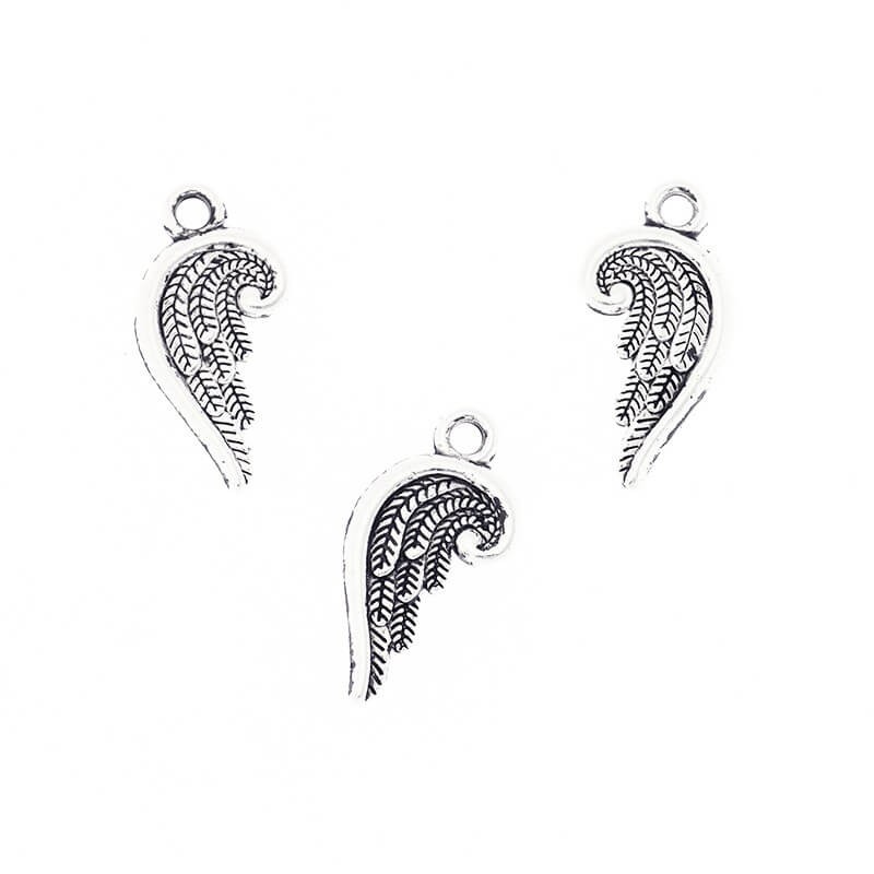 Decorative charms for bracelets, beautiful wings, antique silver 19x10x2mm 10pcs AAS835