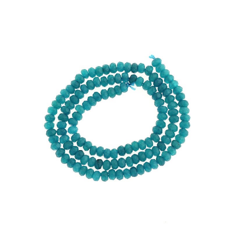 Oponki beads faceted jade turquoise green 120pcs (cord) 4x2mm KAOS0435