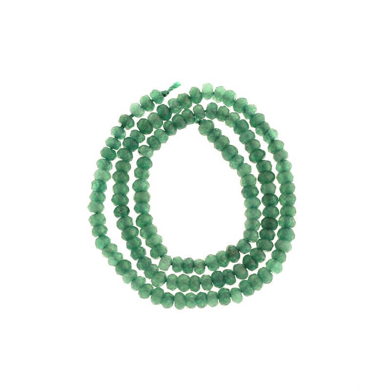 Koraliki oponki fasetowane jadeit zielony120szt (sznur) 4x2mm KAOS0438