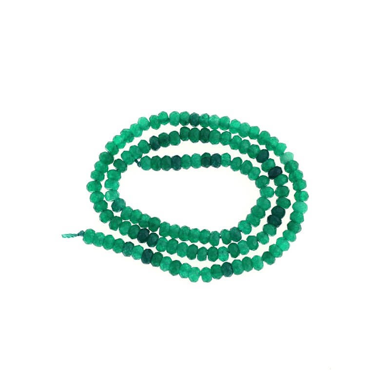 Koraliki oponki fasetowane jadeit zielony 2 120szt (sznur) 4x2mm KAOS0439