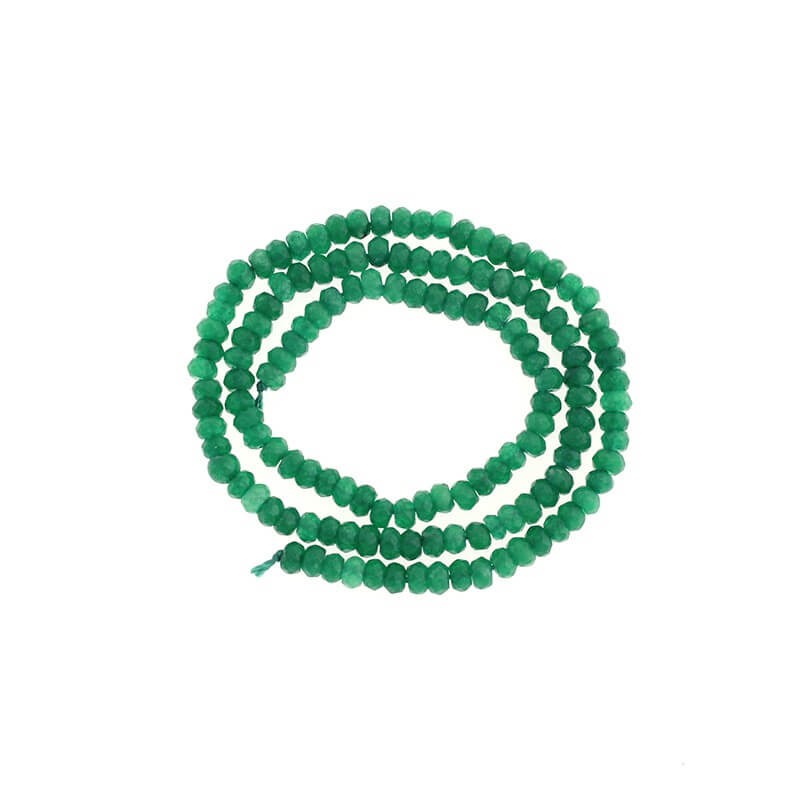Koraliki oponki fasetowane jadeit zielony 3 120szt (sznur) 4x2mm KAOS0440
