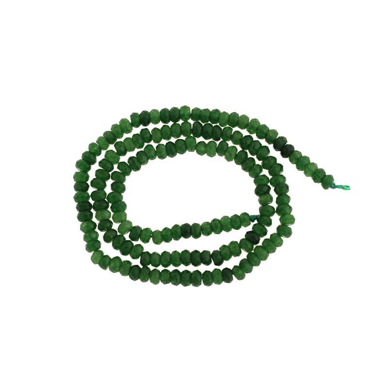 Koraliki oponki fasetowane jadeit zieleń jesienna 120szt (sznur) 4x2mm KAOS0443