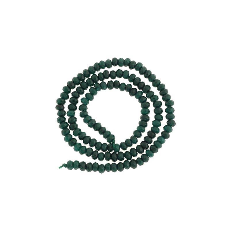 Koraliki oponki fasetowane jadeit ciemna zieleń  120szt (sznur) 4x2mm KAOS0444