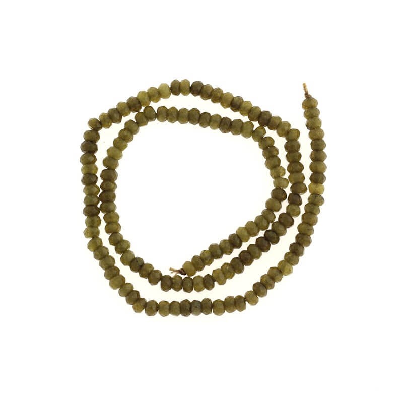 Koraliki oponki fasetowane jadeit oliwkowy 120szt (sznur) 4x2mm KAOS0446