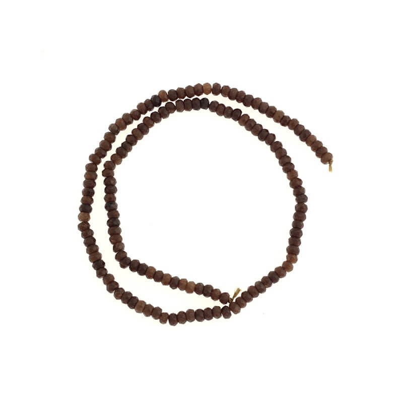 Koraliki oponki fasetowane jadeit brązowy120szt (sznur) 4x2mm KAOS0447