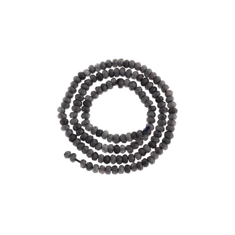 Oponki beads faceted dark gray jade 120pcs (rope) 4x2mm KAOS0448