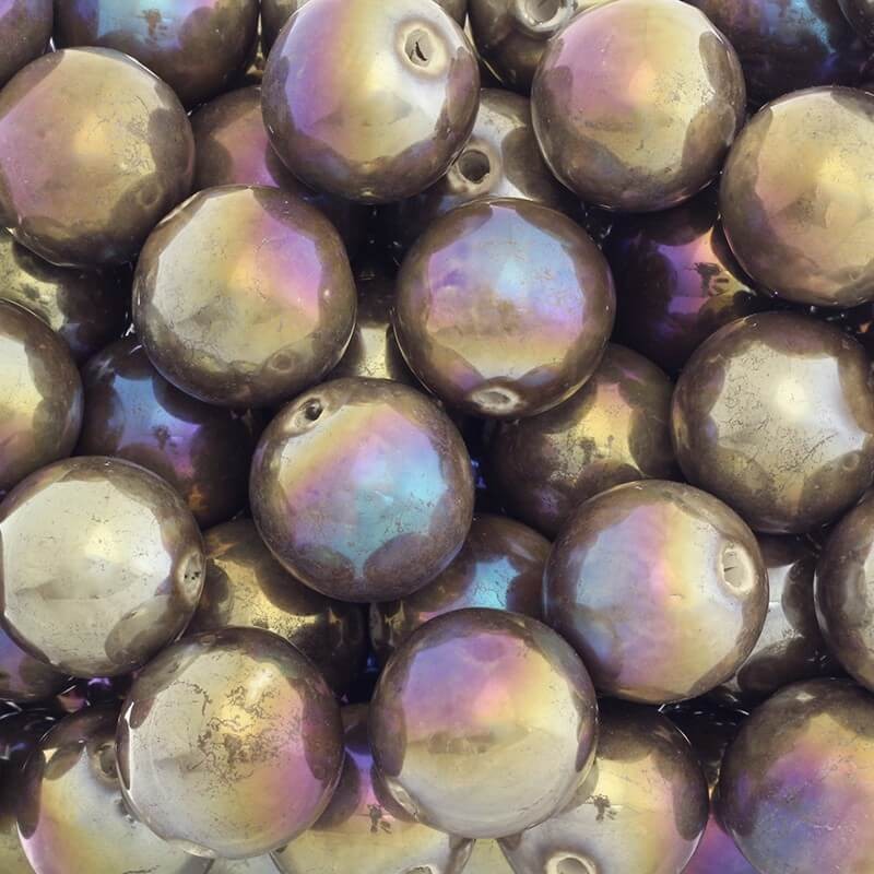 Beads for jewelry ceramic balls 26mm cool rainbow bronze 1pc CKU26B12A