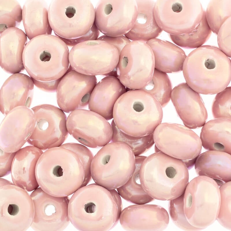 Koraliki oponki ceramiczne 22mm perłowy róż 1szt COP22R08A