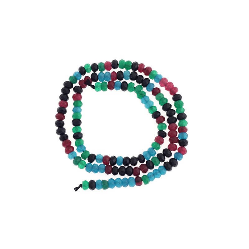 Oponki beads, faceted, jade mix no.4 120pcs (cord) 4x2mm KAOS0455