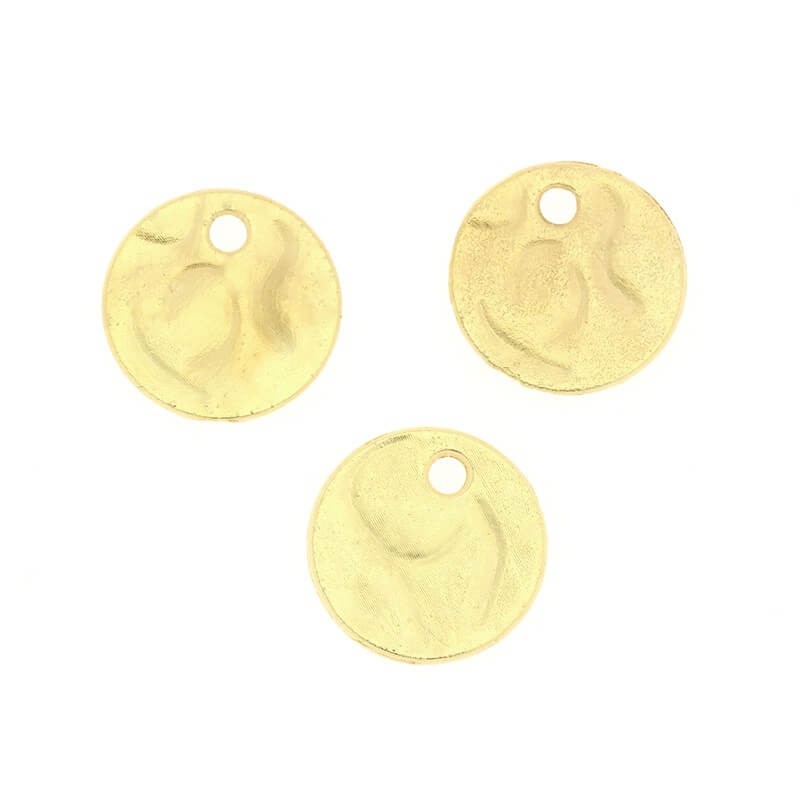 Pendants for jewelery hammered plates gold 19mm 2pcs AKG233
