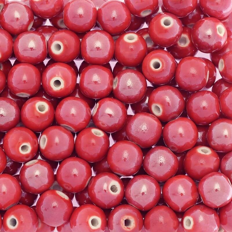 Ceramic beads for jewelry balls 16mm red gloss 1pc CKU16C03L