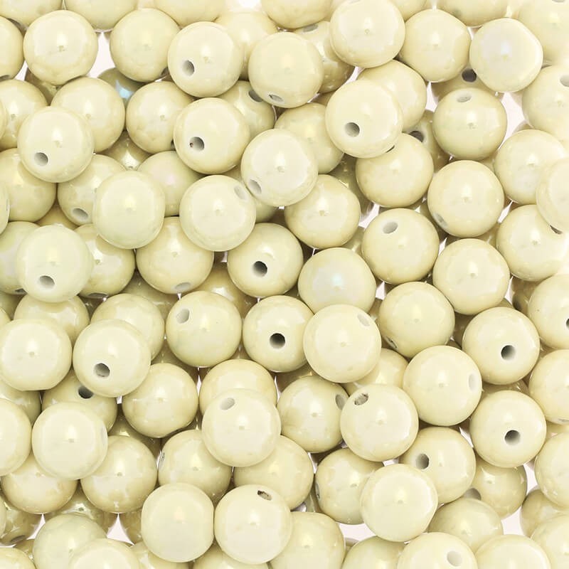 Jewelry Beads Ceramic Balls 12mm Cream Gold Gloss 1pc CKU12K05DA