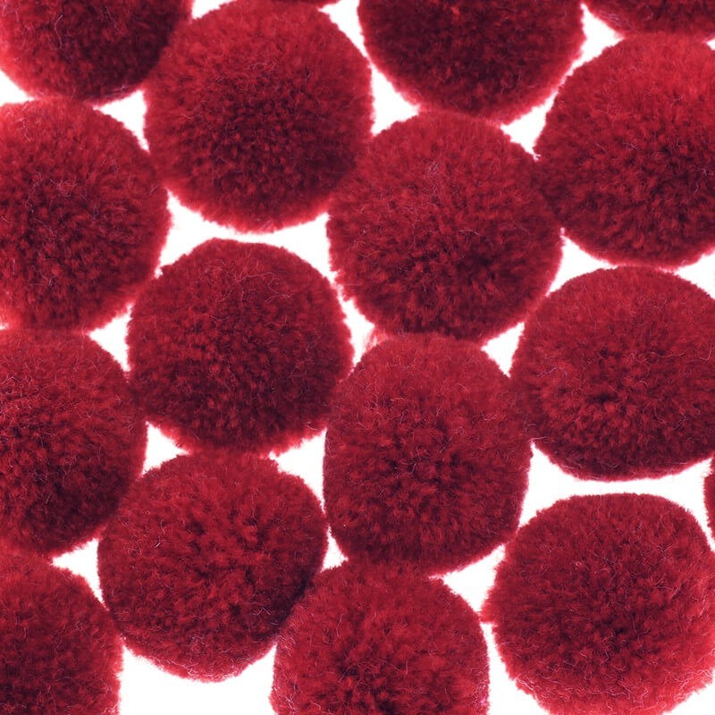 Jewelry accessories pompoms 20mm red 4pcs FPO2008