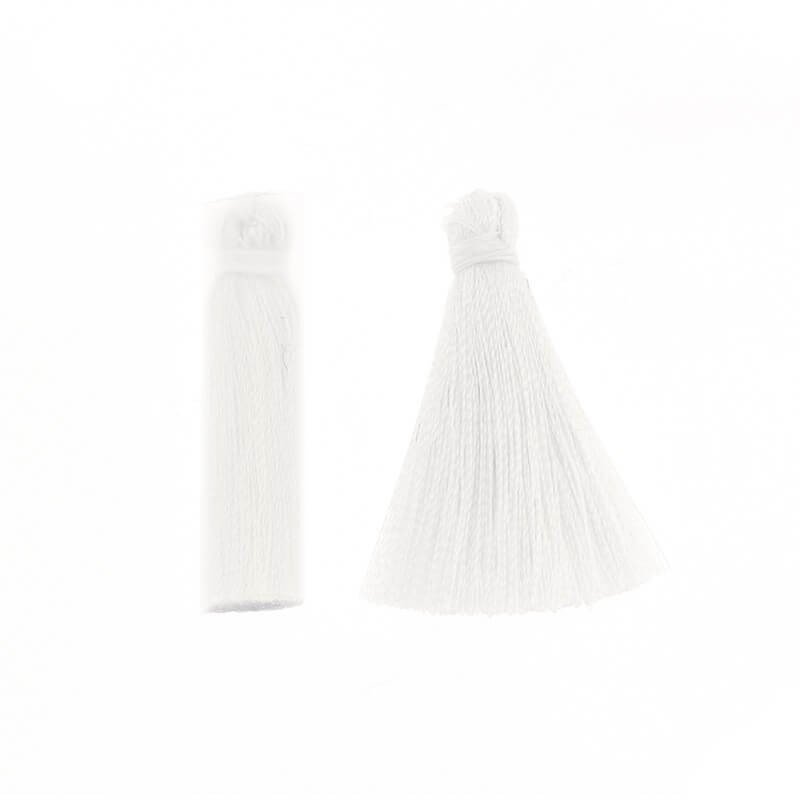 Short full tassels for bracelets viscose with a gloss LUX white 35x6mm 1pc TANP01
