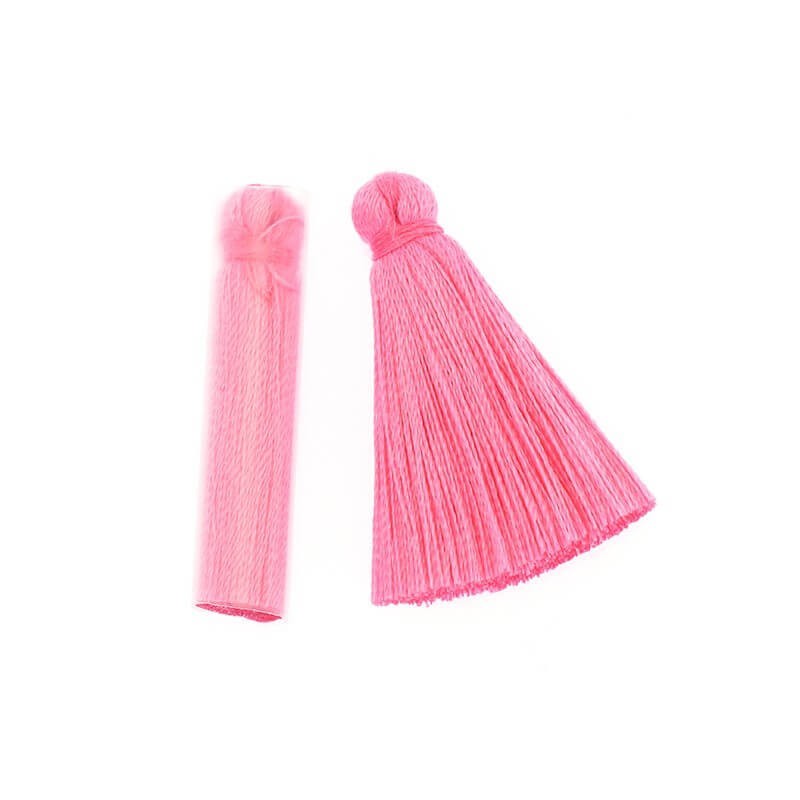 Short full tassels for bracelets viscose with gloss LUX beautiful pink 35x6mm 1pc TANP07
