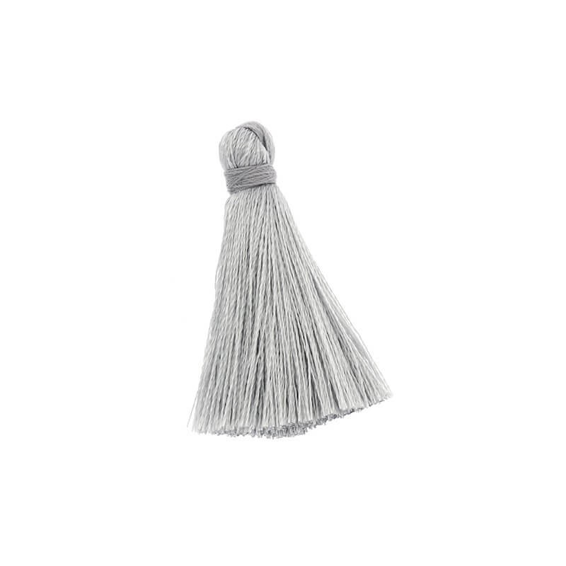 Short full tassels for bracelets viscose with a gloss LUX light gray 35x6mm 1pc TANP16