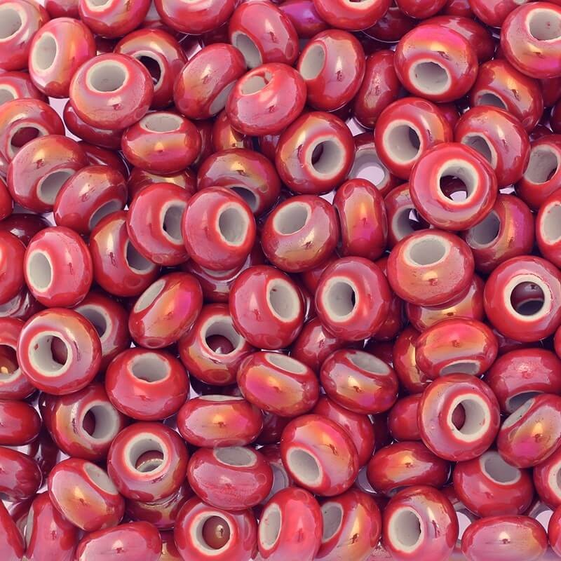 Ceramic modular beads for jewelry 15mm red AB 2pcs CPAN15C02A