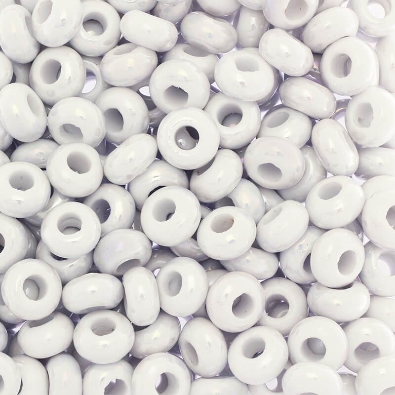 Ceramic modular beads for jewelry 15mm white pearl 2pcs CPAN15K08A