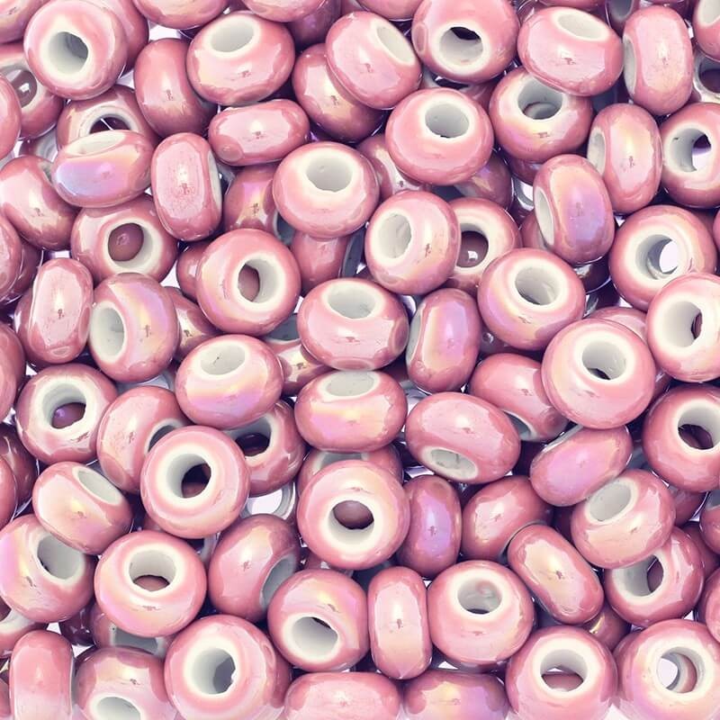 Ceramic modular beads for jewelry 15mm Indian rose 2pcs CPAN15R08A