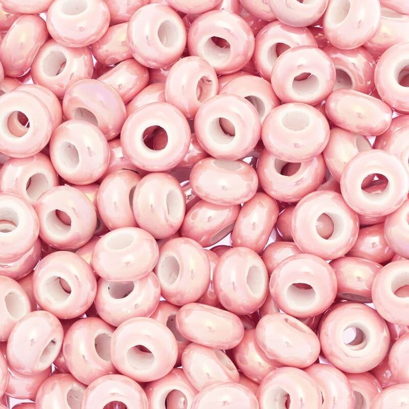 Ceramic modular beads for jewelry 15mm pink grapefruit 2pcs CPAN15R12DA