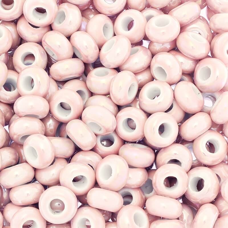 Ceramic modular beads for jewelry 15mm pearl rose 2pcs CPAN15R02A