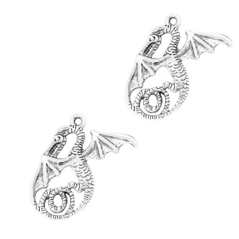 Elements for jewelry pendants dragons antique silver 37x31x2mm 1pc AAS921