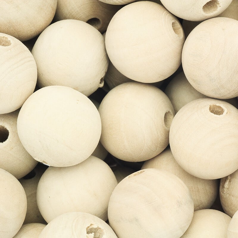Wooden beads for jewelry beads 20mm raw wood 10pcs DRKU20