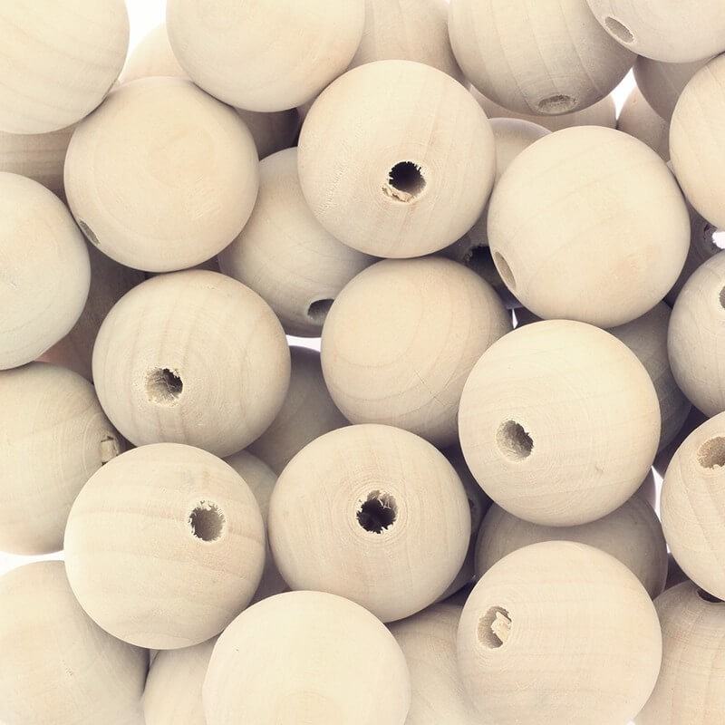 Wooden beads for jewelry beads 30mm raw wood 2pcs DRKU30