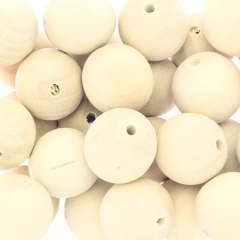 Wooden beads for jewelry 34mm balls raw wood 1pc DRKU34