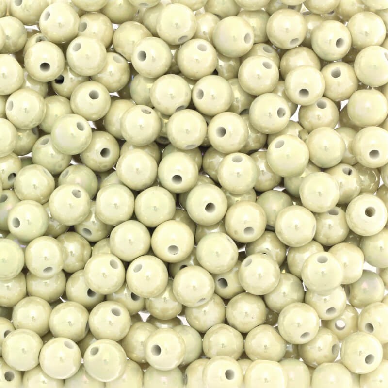 Beads for jewelry ceramic balls 10mm cream gold gloss 2pcs CKU10K05DA