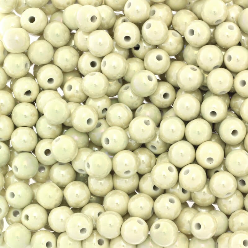 Beads for jewelry ceramic balls 10mm cream gold gloss 2pcs CKU10K05DA