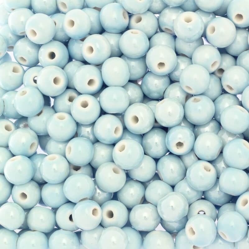Beads for jewelry ceramic balls 12mm light blue 1pc CKU12N17M