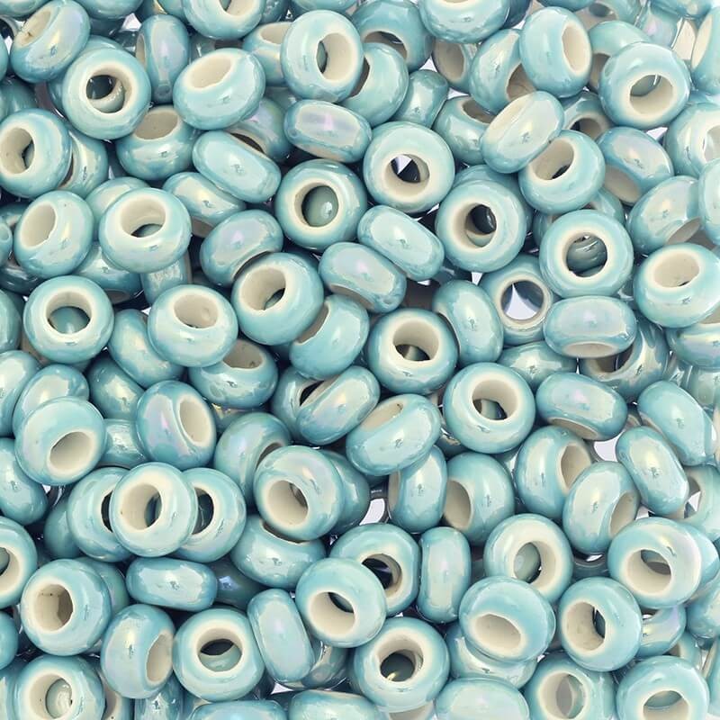 Ceramic modular beads for jewelry 13mm turquoise ab 2pcs CPAN13Z23