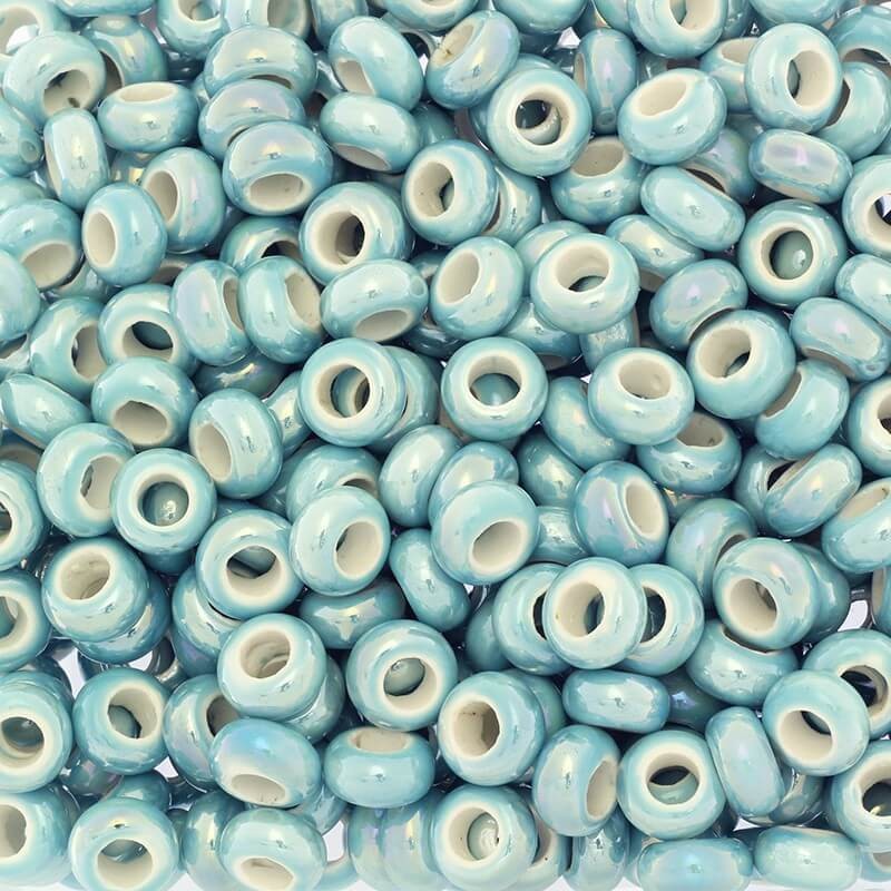 Ceramic modular beads for jewelry 13mm turquoise ab 2pcs CPAN13Z23