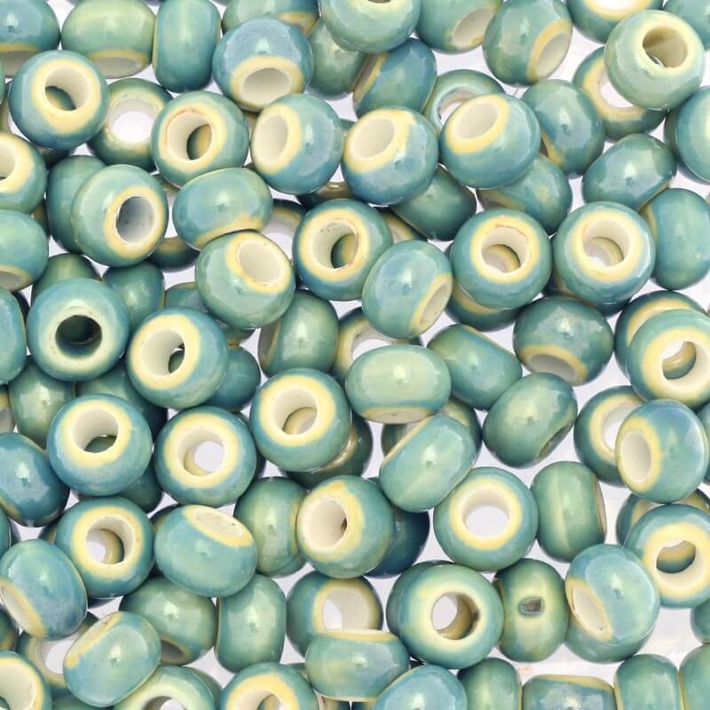 Ceramic modular beads for jewelry 13mm beach turquoise 2pcs CPANSC03