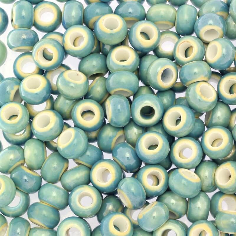 Ceramic modular beads for jewelry 13mm beach turquoise 2pcs CPANSC03