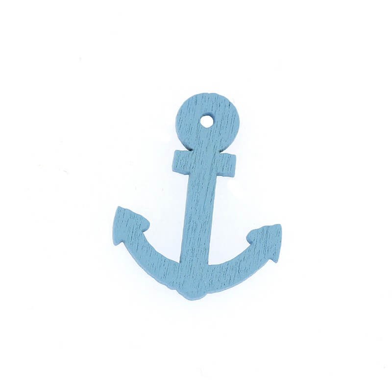 Wooden pendants for jewelry, blue anchors 25x20mm 10pcs DRZAW03