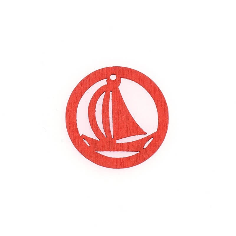 Wooden pendants for sailboat earrings red 25mm 10pcs DRZAW09